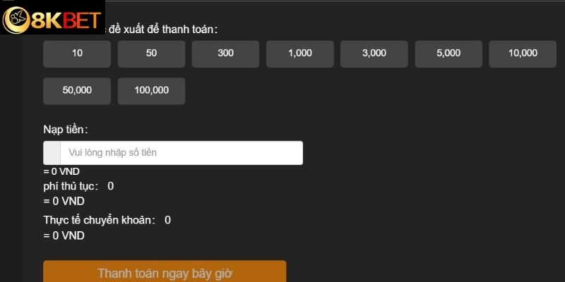 Chọn đúng hạn mức  khi nạp tiền 8kbet qua ngân hàng